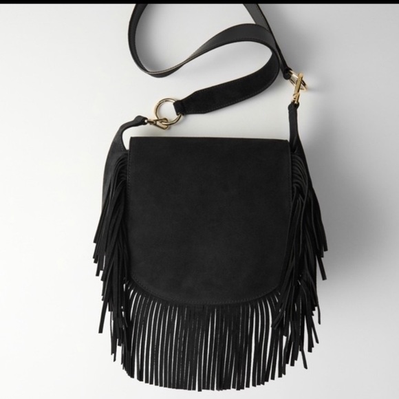 Maje leather and suade gypsy fringe bag - Picture 2 of 7